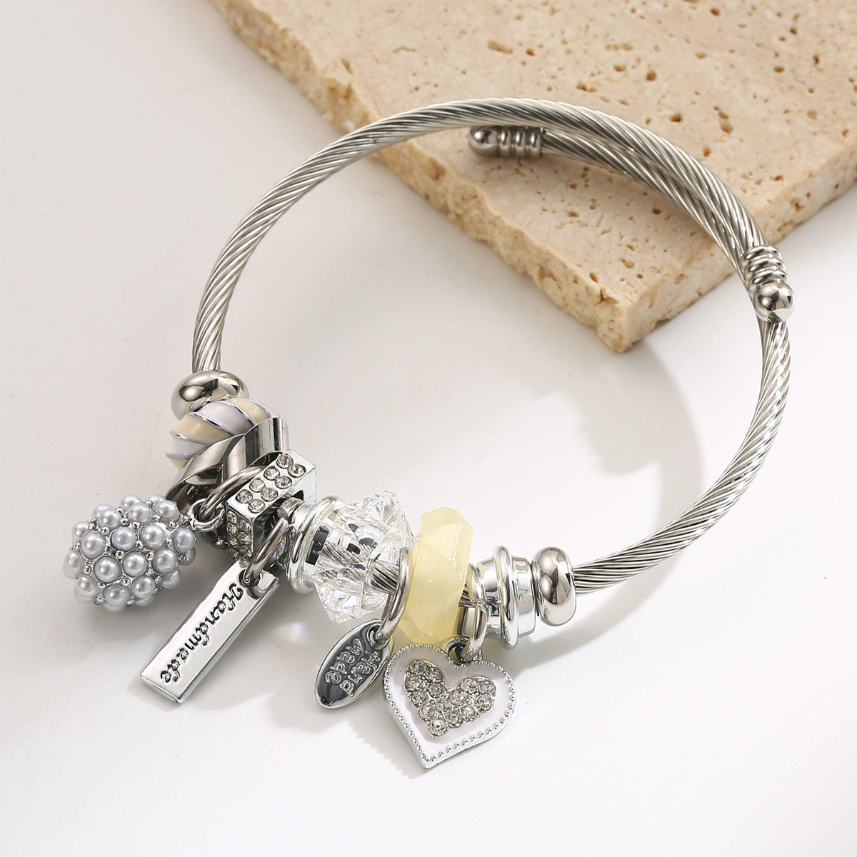 Wholesale Stainless Steel Love Pendant Adjustable Braceletv